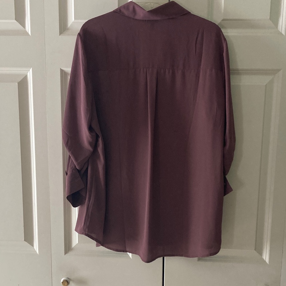 Express womens blouse XL dusty purple button down collared business casual - Picture 2 of 11